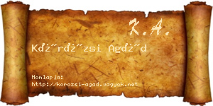 Körözsi Agád névjegykártya